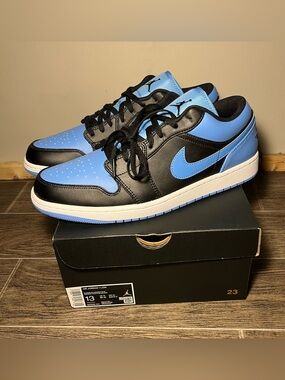 Nike Air Jordan 1 Low UNC University Blue Black 553558-041 Men's Size 13